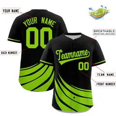 Black Neon Green Graffiti Wind Mark Baseball Jersey 2
