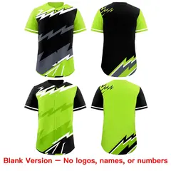 Black Neon Green Gray Reversible Baseball Jersey Lightning & Graffiti Pattern 8