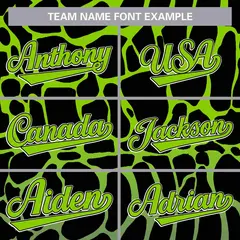 Black Neon Green-Gray Spotted Full-Zip Letterman Bomber Jacket 5