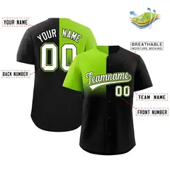 Black Neon Green Half Gradient Authentic Baseball Jersey 2
