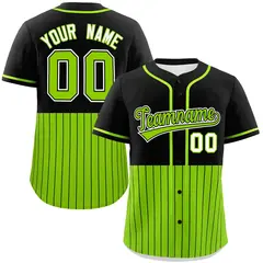 Black Neon Green Half Stripe Authentic Baseball Jersey 1