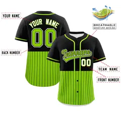 Black Neon Green Half Stripe Authentic Baseball Jersey 2