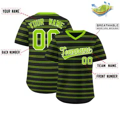 Black Neon Green Horizontal Stripe Pullover Baseball Jersey 2