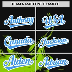 Black Neon Green Ink Pattern Authentic Baseball Jersey 3