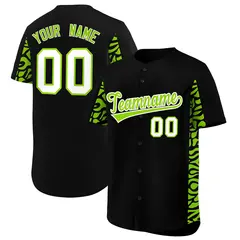 Black Neon Green Leopard Graffiti Side Baseball Jersey 1