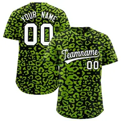 Black Neon Green Leopard Print Baseball Jersey