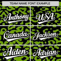 Black Neon Green Leopard Print Baseball Jersey 3
