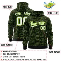 Black Neon Green Leopard Print Varsity Full-Zip Letterman Jacket Hoodie 4