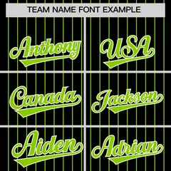 Black Neon Green Pinstripe Two-Tone Baseball Jersey 3