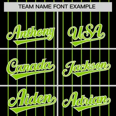 Black Neon Green Pinstripe Two-Tone Baseball Jersey 3