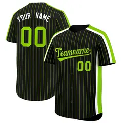 Black Neon Green Pinstripe Two-tone Side Baseball Jersey