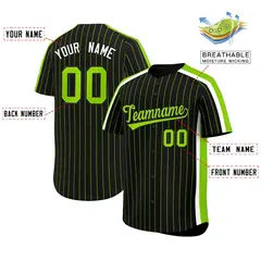 Black Neon Green Pinstripe Two-tone Side Baseball Jersey 2