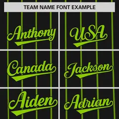 Black Neon Green Pinstripe Two-tone Side Baseball Jersey 3