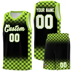 Black Neon Green Plaid Basketball Jersey for Teams 1