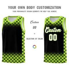 Black Neon Green Plaid Basketball Jersey for Teams 3