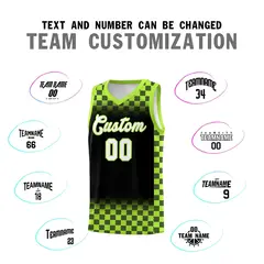 Black Neon Green Plaid Basketball Jersey for Teams 4