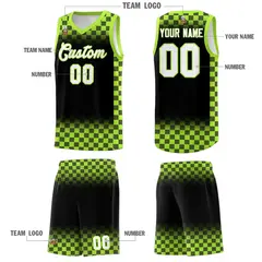 Black Neon Green Plaid Basketball Jersey for Teams 5