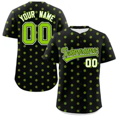 Black Neon Green Polka Dot Graffiti Baseball Jersey 1