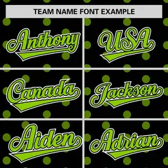Black Neon Green Polka Dot Graffiti Baseball Jersey 3