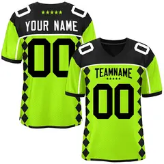 Black Neon Green Raglan Side Blocks Football Jersey 1