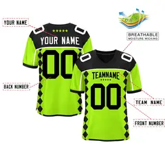 Black Neon Green Raglan Side Blocks Football Jersey 2