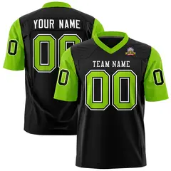 Black Neon Green Raglan Sleeves Authentic Football Jersey 1