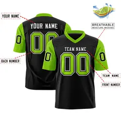 Black Neon Green Raglan Sleeves Authentic Football Jersey 2