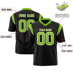 Black Neon Green Shoulder Cut Two-Tone Flag Football Jersey 2