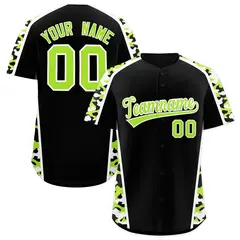 Black Neon Green Side Camo Baseball Jersey 1