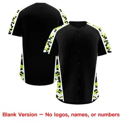 Black Neon Green Side Camo Baseball Jersey 7