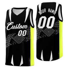 Black Neon Green Snake Scale Venomous Fang Graffiti Basketball Jersey 1