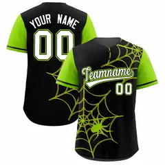 Black Neon Green Spider Web Raglan Authentic Baseball Jersey