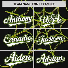 Black Neon Green Spider Web Raglan Authentic Baseball Jersey 3