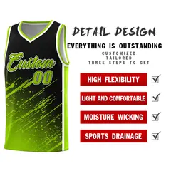 Black Neon Green Splash Basketball Uniforms for Summer Camp 2