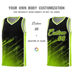 Black Neon Green Splash Basketball Uniforms for Summer Camp 3