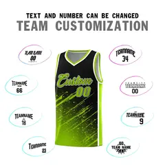 Black Neon Green Splash Basketball Uniforms for Summer Camp 4