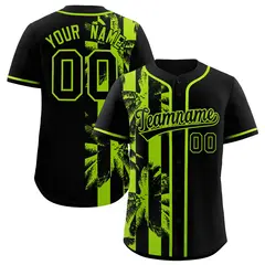 Black Neon Green Split Coconut Tree Design Baseball Jersey