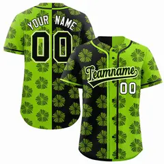 Black Neon Green Split Flower Graffiti Baseball Jersey 1