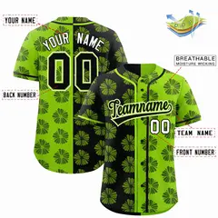 Black Neon Green Split Flower Graffiti Baseball Jersey 2