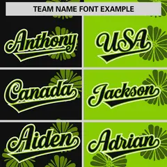 Black Neon Green Split Flower Graffiti Baseball Jersey 3