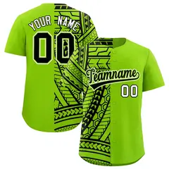 Black Neon Green Split Tribal Baseball Jersey