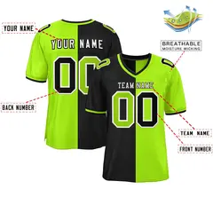 Black Neon Green Split Two-Tone Authentic Football Jersey 2