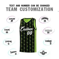Black Neon Green Star Graffiti Basketball Jersey 4