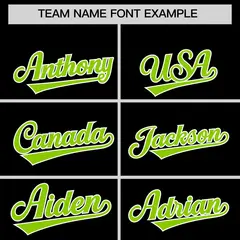 Black Neon Green Star Ribbing Authentic Baseball Jersey 3