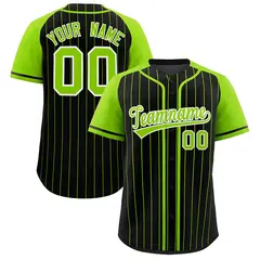Black Neon Green Stripe Raglan Baseball Jersey