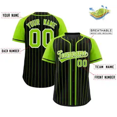 Black Neon Green Stripe Raglan Baseball Jersey 2