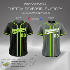 Black Neon Green Striped Reversible Baseball Jersey Game Day 2