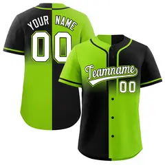 Black Neon Green Symmetrical Gradient Baseball Jersey 1