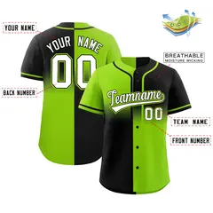Black Neon Green Symmetrical Gradient Baseball Jersey 2