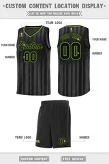 Black Neon Green Vertical Stripe Basketball Jersey 2